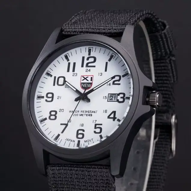 Montre à Quartz pour hommes étudiant Simple mode bracelet en Nylon décontracté Date sport militaire 