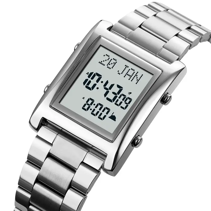 Montre Azan pour la prière musulmane avec boussole Qibla Islam Al-Harameen Fajr, horloge avec calend