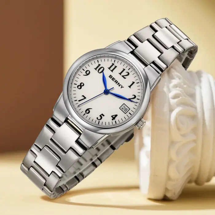 Montre Berny pour Femmes Cadran Lumineux Complexe en Acier Inoxydable Occasions Spéciales et Journées Décontractées