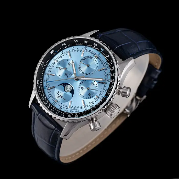 Sugess chronographe montre d'homme ST1908 mouvement à col de cygne mécanique phase de lune montres étanche calendrier Vintage nouveau S468