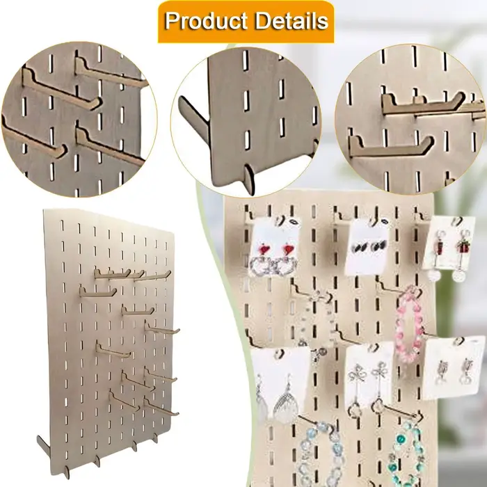 Présentoir de bijoux en bois multifonctionnel pour rangement et exposition de bagues, boucles doreilles, colliers, bracelets et accessoires de cheveux bureau salon boutique
