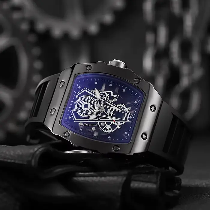1/2 pièces mode hommes montres de luxe grand cadran montre à Quartz décontracté bracelet en Silicone