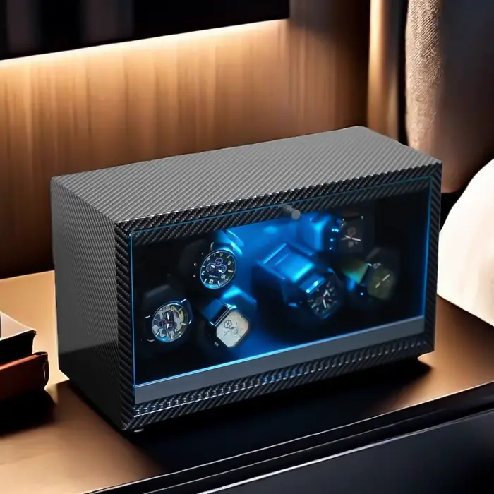 Boîte de rangement pour montres automatiques avec remontoir 6 emplacements