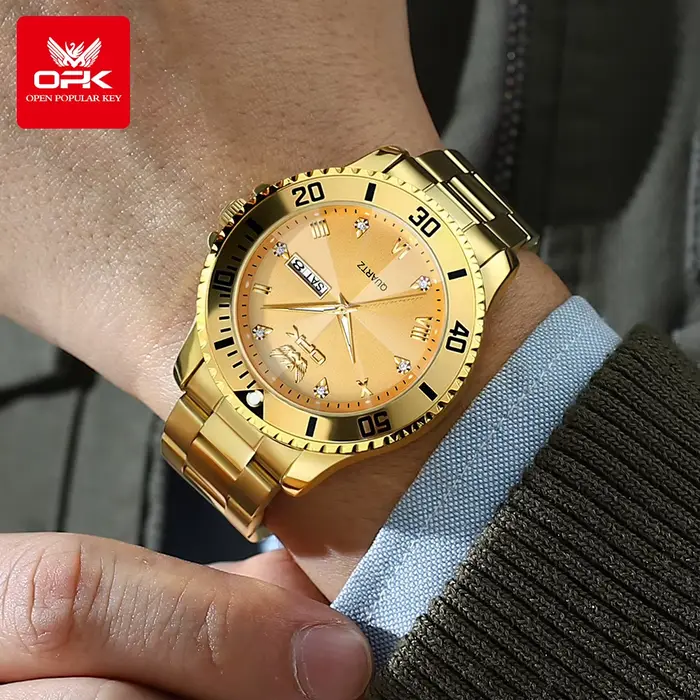 OPK marque hommes montres de luxe or montre-bracelet