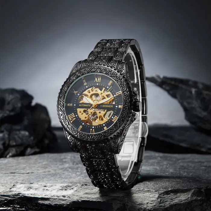 WINNER Montre mécanique squelette rétro royale pour homme