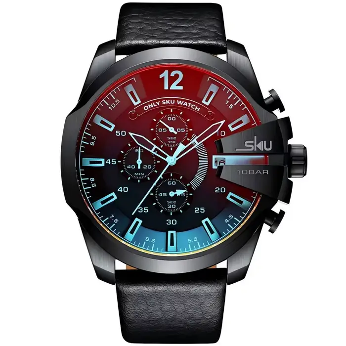 Montre SKU à quartz grande taille pour hommes avec chronographe et calendrier complet pour différentes occasions masculines