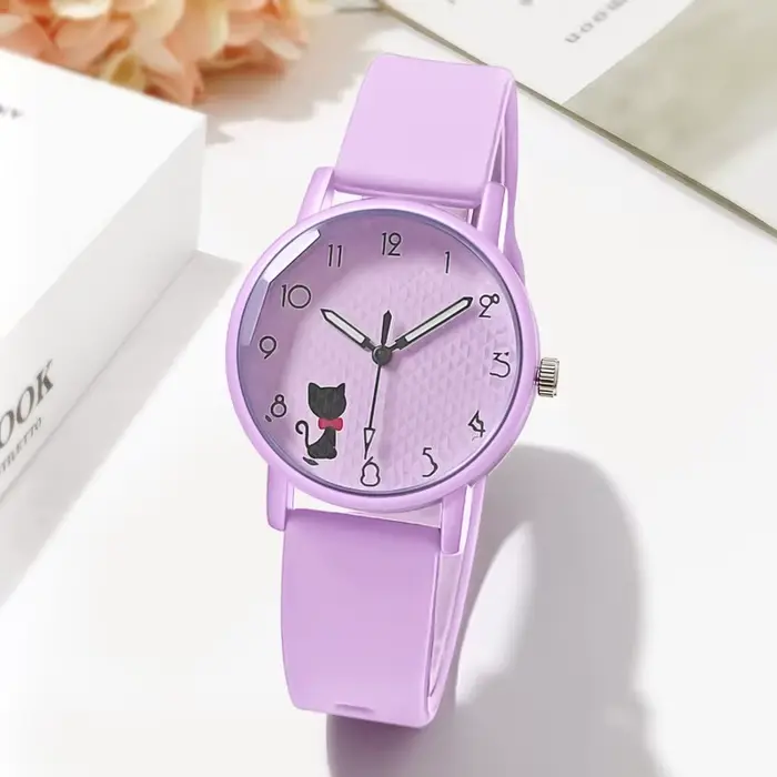 Montre pour femme, montre à quartz avec bracelet en silicone
