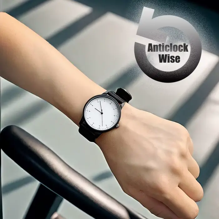 Montre à quartz dans le sens antihoraire