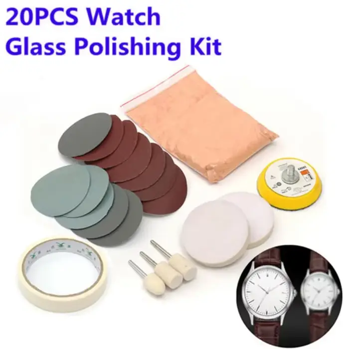 Kit de polissage de verre de montre, 20 pièces/ensemble, nettoyage du verre, élimination des rayures