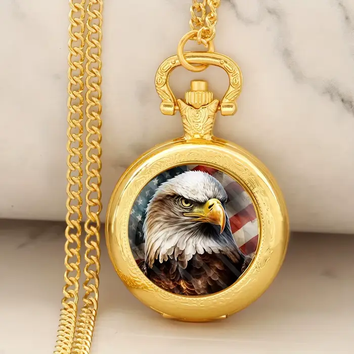 Montre de poche à Quartz avec pendentif aigle en Bronze doré Antique