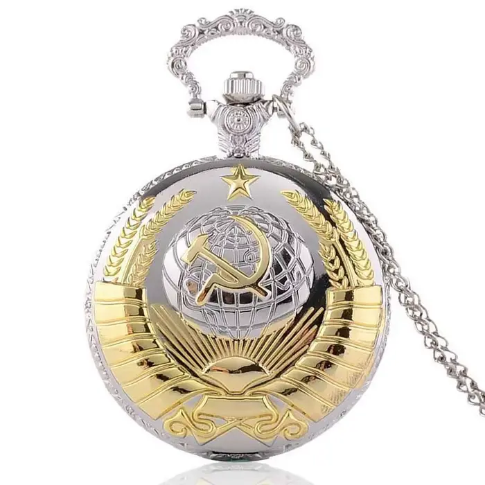 Montre de poche Vintage avec emblème soviétique, faucille marteau, rétro, collier du communisme de l