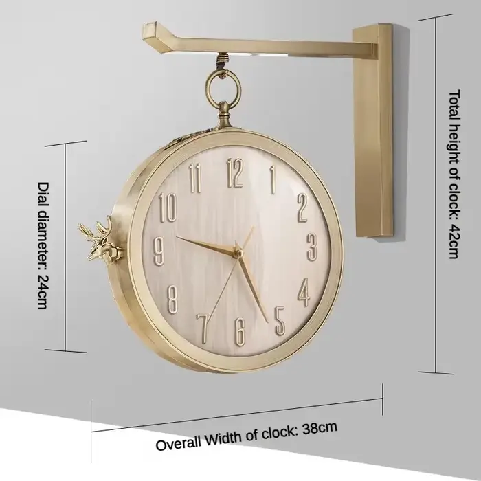 Horloge murale double face pour salon