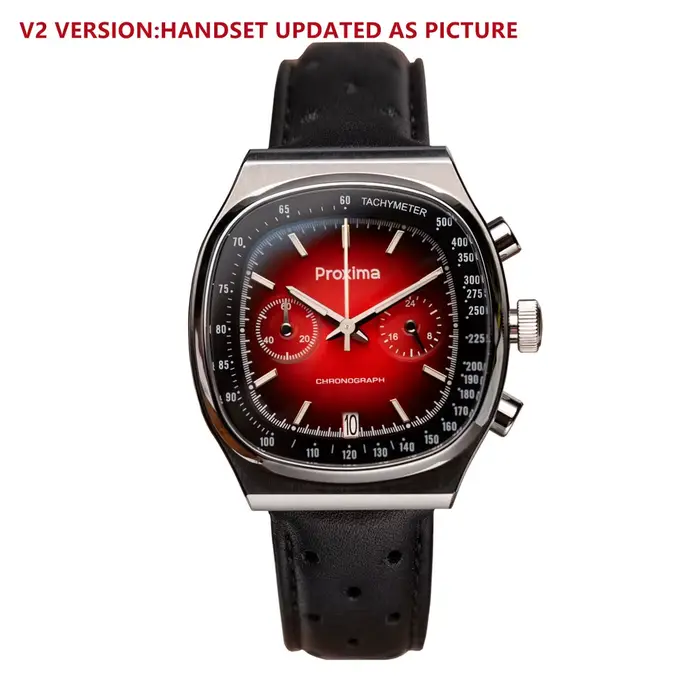 Proxima PX1734-Montre-bracelet à Quartz pour Homme, Chronographe Rétro, Verre Saphir, Cadran Émail,