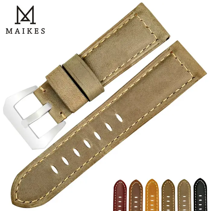 Bracelet de montre vintage MAIKES en cuir véritable pour montres traditionnelles styles classiques occasions spéciales