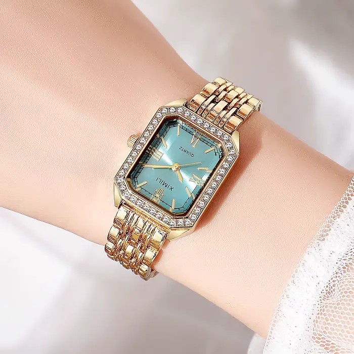 Montre de luxe haut de gamme pour femmes élégante à la mode avec mouvement quartz résistant aux chocs bracelet en acier inoxydable pour diverses occasions
