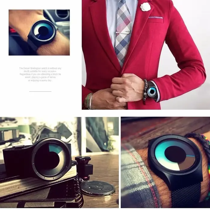 Cadeau créatif montres à Quartz hommes haut à la mode marque décontracté en acier inoxydable maille bande unisexe montre horloge mâle femme Gentleman