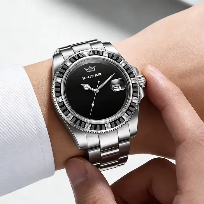 Montre mécanique automatique étanche pour homme avec affichage lumineux
