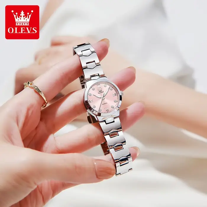 Montre OLEVS 3735 Elegance à mouvement quartz certifiée CE pour femmes avec cadran diamanté et fonction lumineuse HD pour occasions spéciales