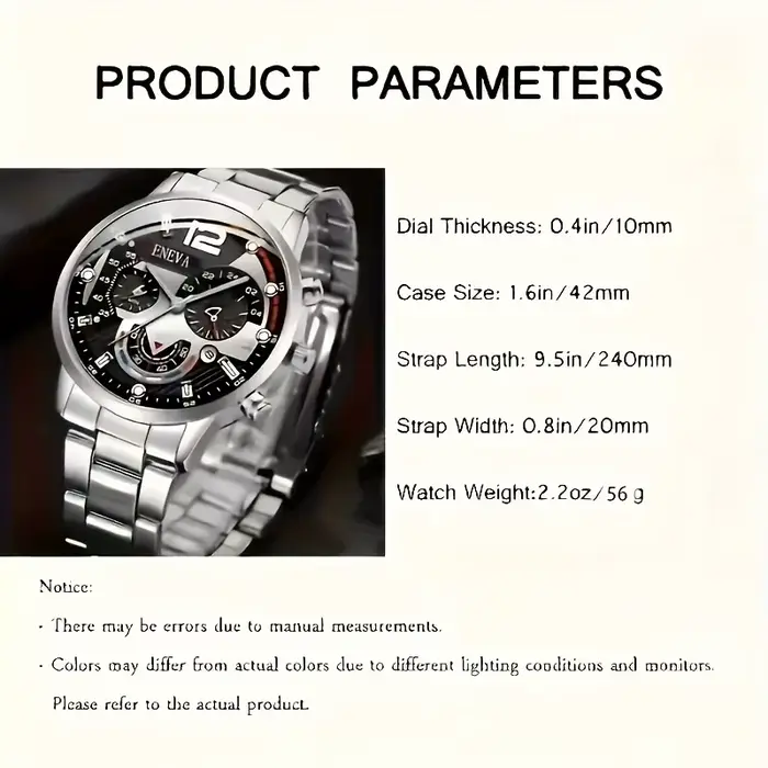 Ensemble de montre à quartz pour hommes 8 pièces