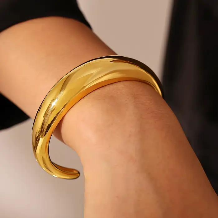 SION L-Bracelet de manchette en acier inoxydable pour femme