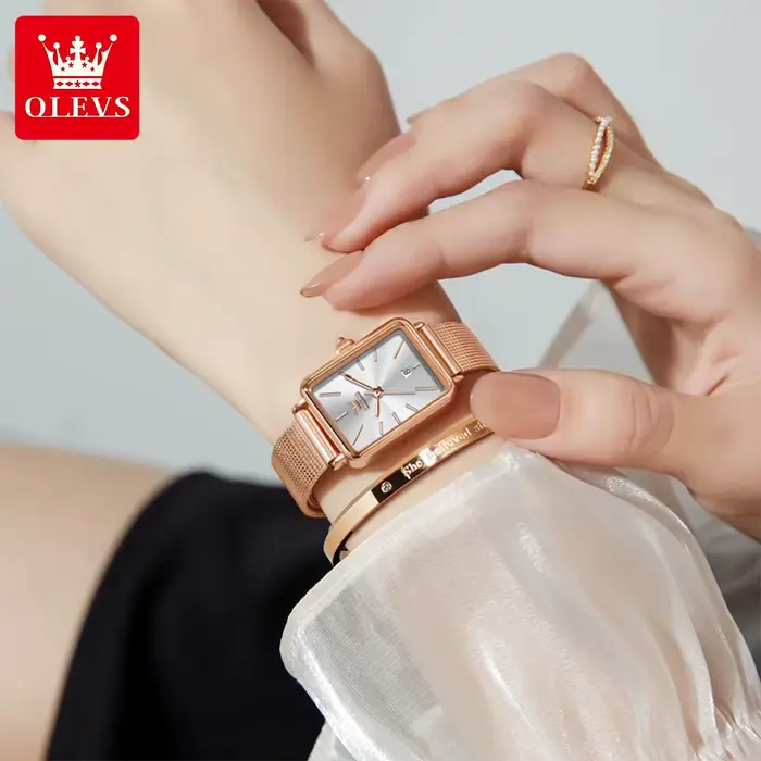 OLEVS 3692 montre à Quartz originale avec boîte-cadeau pour femme Ultra mince mode Simple carré Auto Date étanche dames