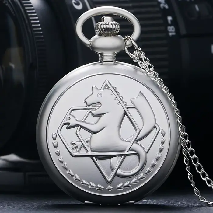 Haute qualité plein métal alchimiste argent montre pendentif hommes Quartz montres De poche japon Anime collier cadeau Reloj De Bolsillo