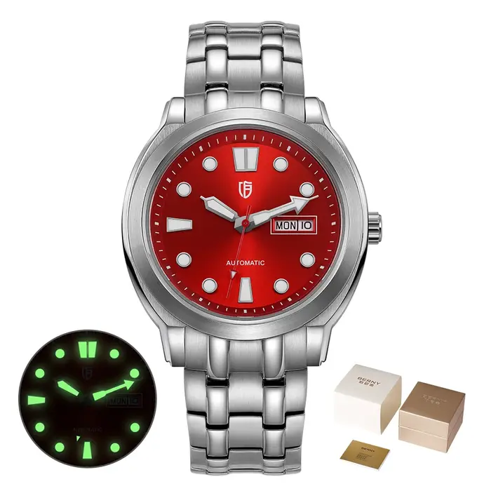 BERNY automatique hommes montre souper lumineux saphir acier inoxydable 100M étanche affaires décontracté mécanique