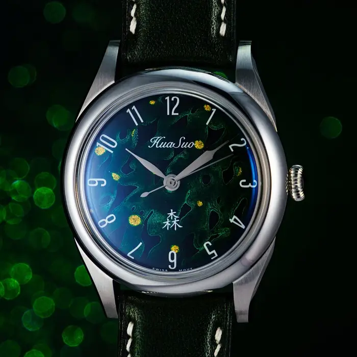 HUASUO 38mm cadran en laque fait à la main montres de luxe haut de gamme pour hommes mouvement automatique