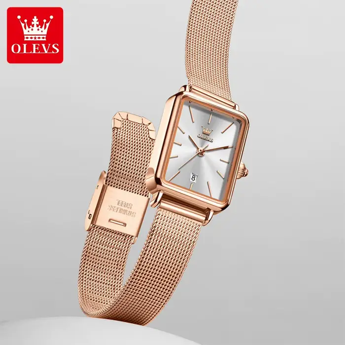 OLEVS 3692 montre à Quartz originale avec boîte-cadeau pour femme Ultra mince mode Simple carré Auto Date étanche dames