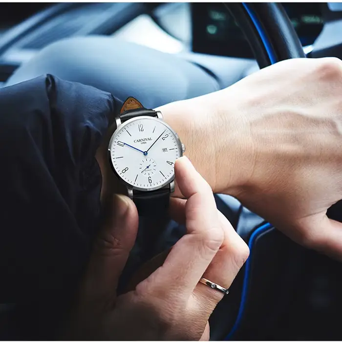 Carnaval marque de luxe montre mécanique étanche Ultra mince calendrier d'affaires montres automatiques pour hommes Relogio Masculino