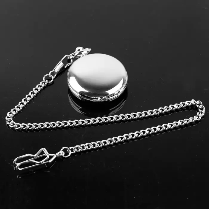 Montre de poche en argent lisse de luxe RUNERR avec chaîne unisexe pour hommes et femmes occasions spéciales