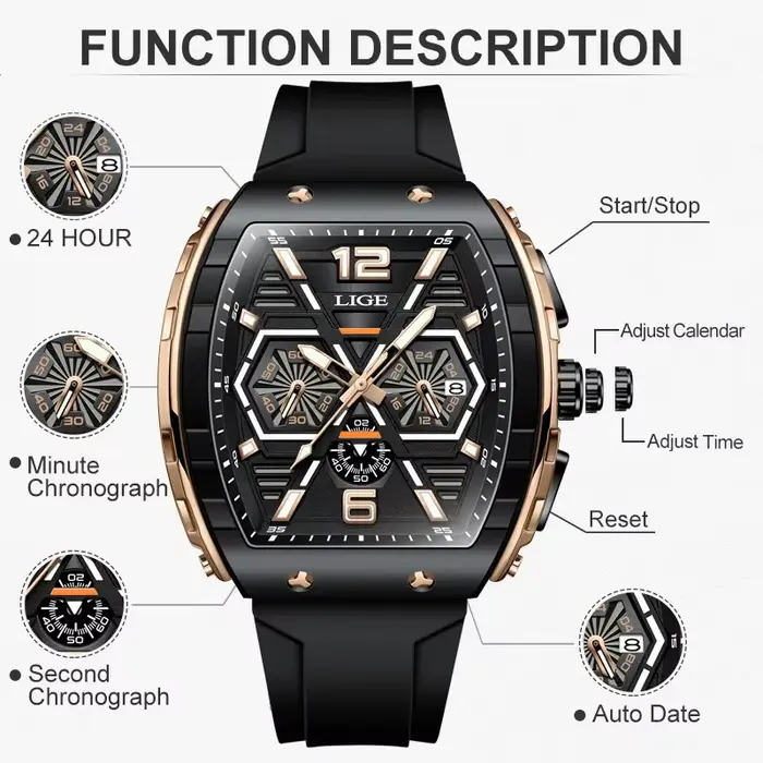 Relogio Mascul37LIGE-Montre-bracelet à quartz étanche pour homme