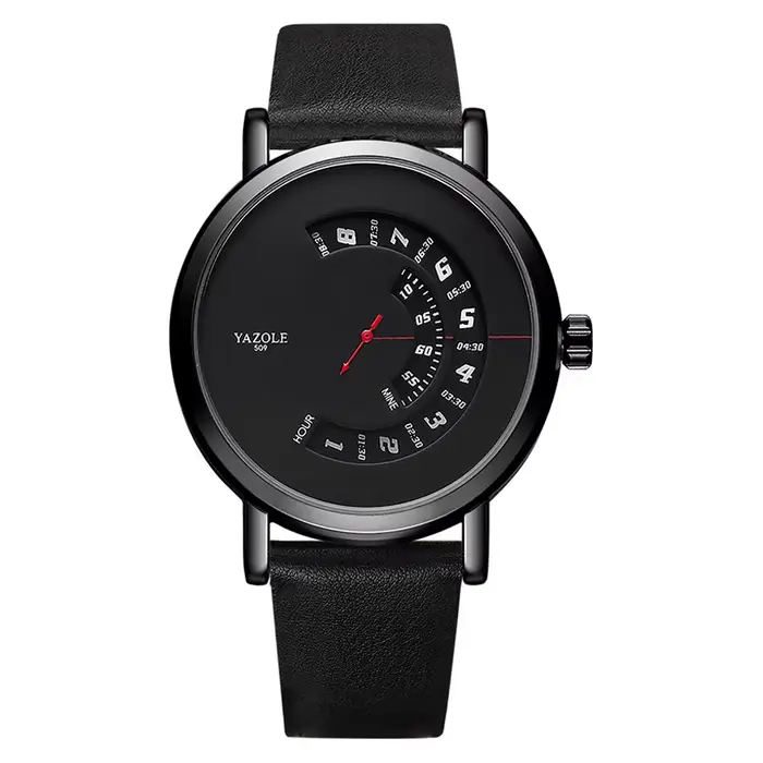 Montre homme YAZOLE Ventus en cuir synthétique polyuréthane résistante à l'eau et étanches pour occasions spéciales et tenues décontractées