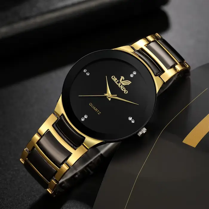 Montre d'affaires à quartz en acier pour hommes, cadran noir, offre spéciale