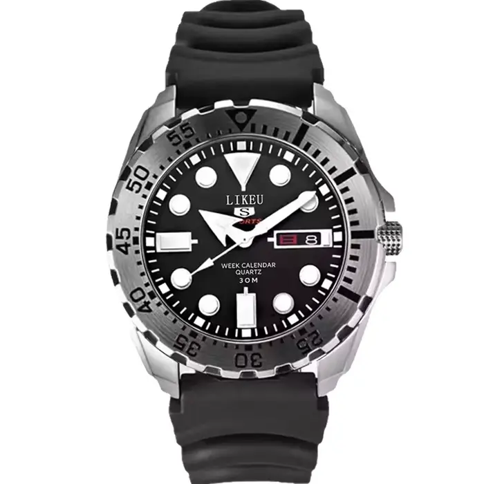 Montre de plongée classique à quartz – Lumineuse, étanche, double calendrier, bracelet en acier pour