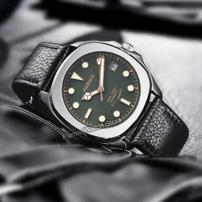 Parhéritage-Montre-bracelet en acier inoxydable pour homme, montre mécanique automatique avec bracel