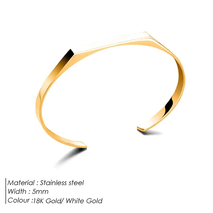 Bracelet minimaliste en acier inoxydable plaqué or