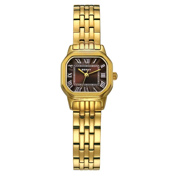 BERNY montre pour femmes carré petit cadran de luxe doré mode décontracté romain classique robe mont