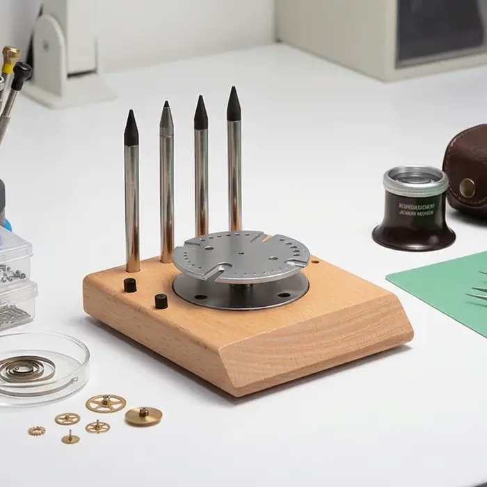 Outil de réparation de montres brun pour horlogers professionnelles et amateurs pour le retrait et installation de l'arbre de balancier de montres usages spéciales