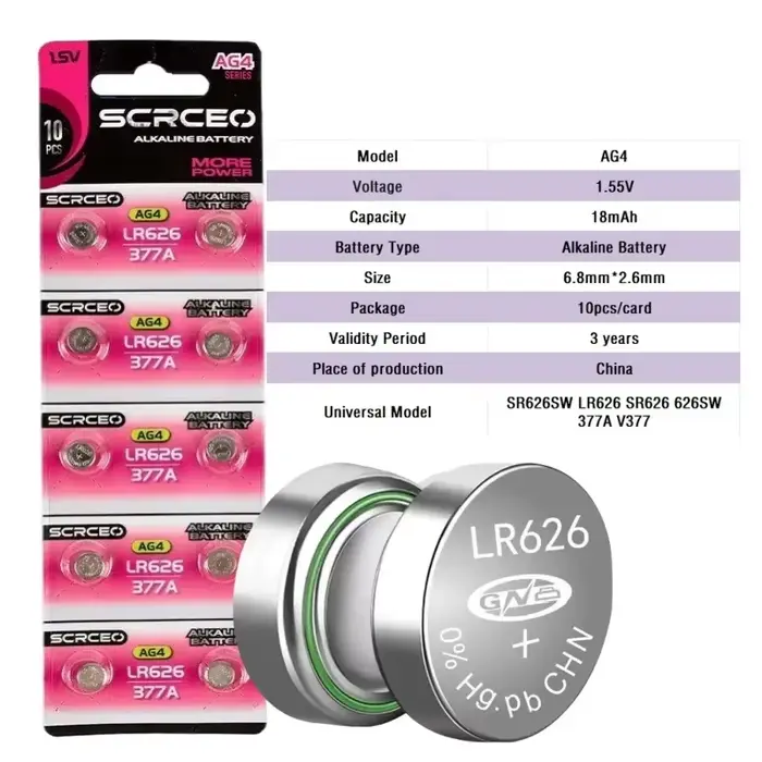 Piles bouton SR626SW AG4 LR626 SR626 626SW 377A V377 1.5V pour mini lampe torche