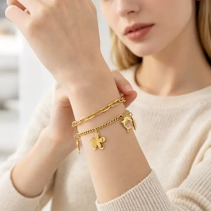 Bracelet plaqué or Style Hip Hop
