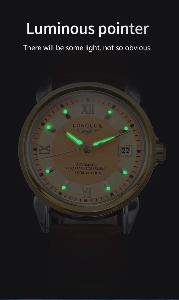 Montre automatique LONGLUX édition limitée en cuir pour hommes occasions spéciales rendez-vous affaires loisirs