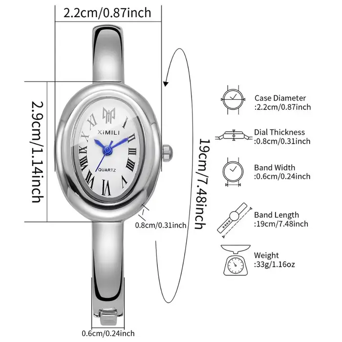 Montre bracelet vintage à cadran ovale