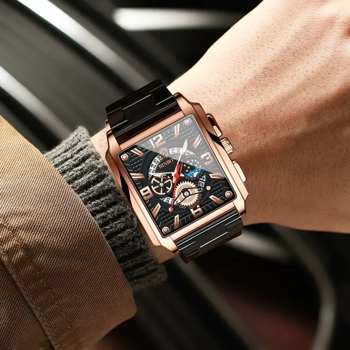 Montres-bracelets en quartz résistantes aux rayures pour hommes