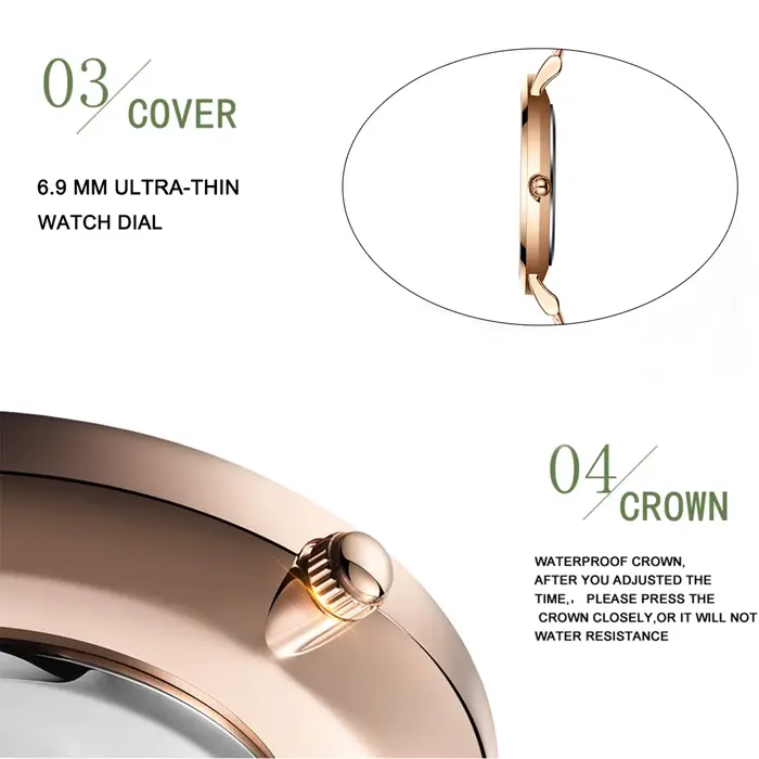 Montre à quartz étanche pour femme