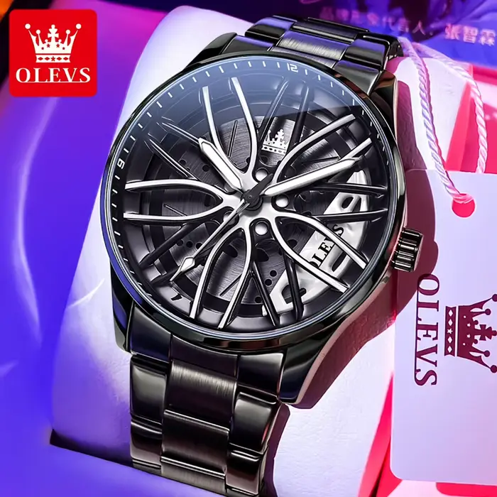 OLEVS Sport hommes montres mode Rotation roue cadran Style de rue étanche lumineux Original luxe mon