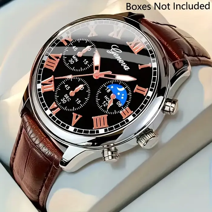 Montre à Quartz Décontractée en Cuir PU pour Hommes, Style Fashion & Casual, Occasions Spéciales et Quotidiennes