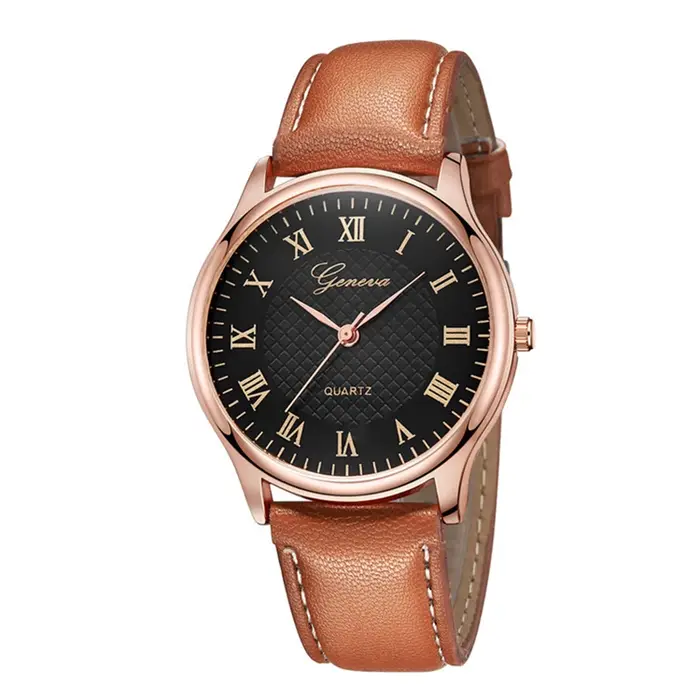 Mode moderne noir Quartz hommes montres marée marque bracelet en cuir grand cadran