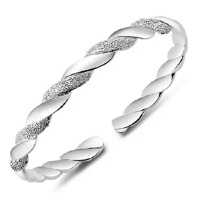 Bracelet jonc rond tendance en argent sterling 925