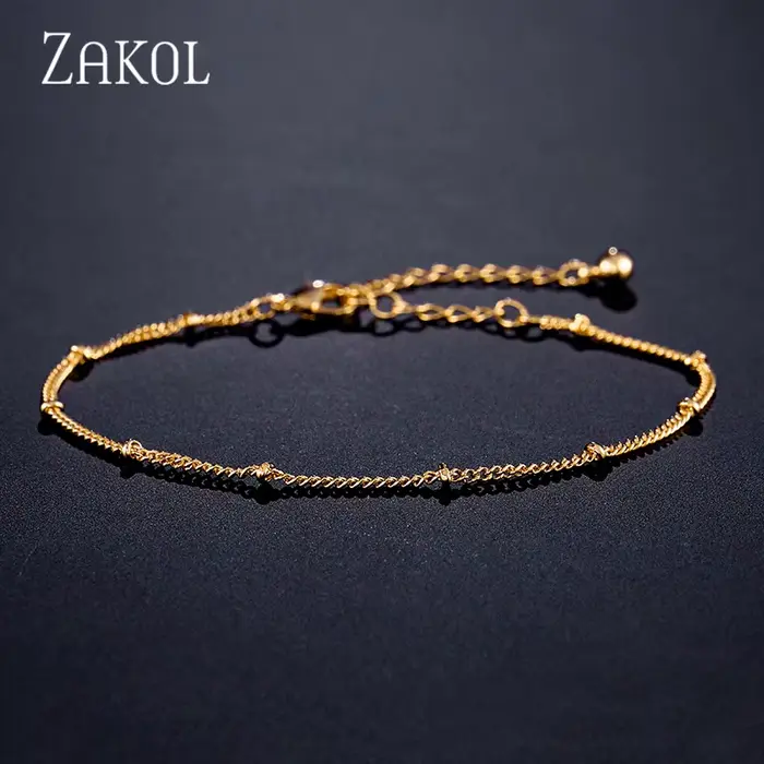 ZAKOL – Bracelet et jonc pour femmes, avec barre coulissante, CZ brillant, couleur or rose, bijoux P